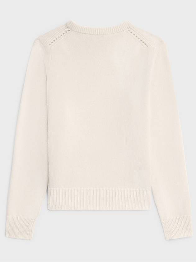 Triomphe Jacquard Crew Neck Heritage Cashmere Knit Top Off White - CELINE - BALAAN 4