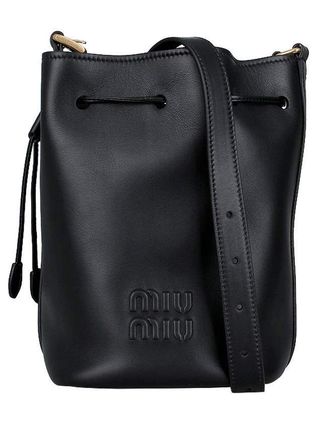 Logo Leather Bucket Bag Black - MIU MIU - BALAAN 2