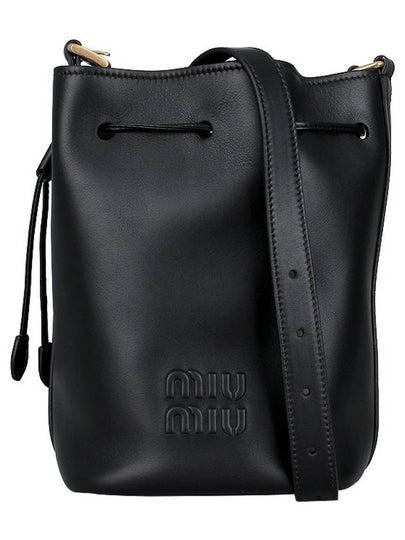 Logo Leather Bucket Bag Black - MIU MIU - BALAAN 2