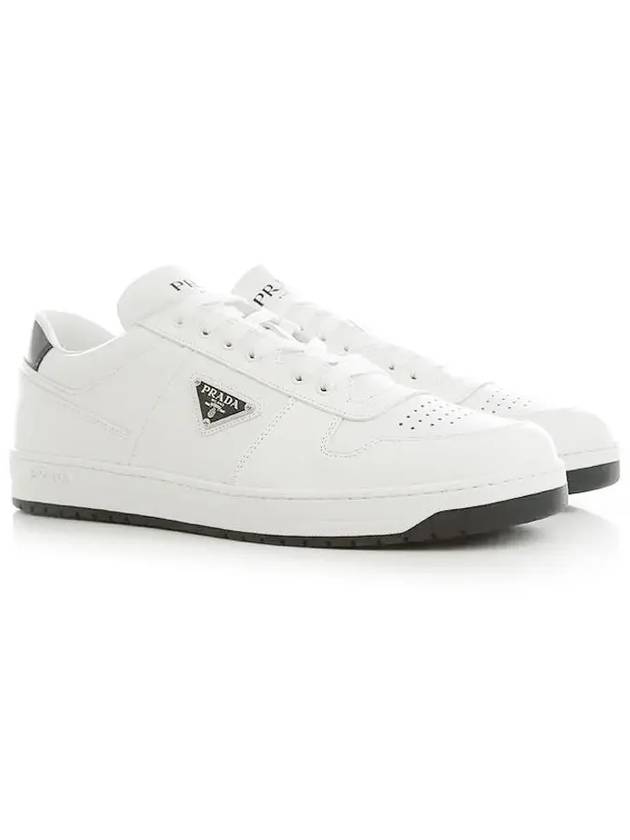 Downtown Triagle Logo Leather Low Top Sneakers White - PRADA - BALAAN 4