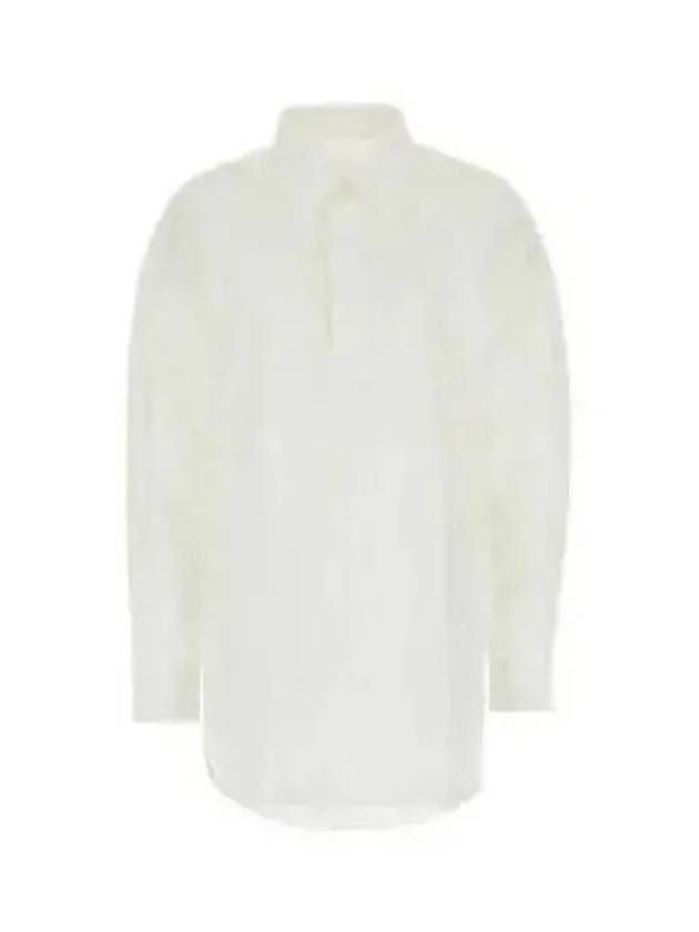 Curved Hem Oversized Fit Long Sleeve Shirt White - AMI - BALAAN 2