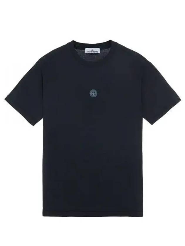 Garment Dyed Lettering One Print Cotton Jersey Short Sleeve T-Shirt Navy - STONE ISLAND - BALAAN 2