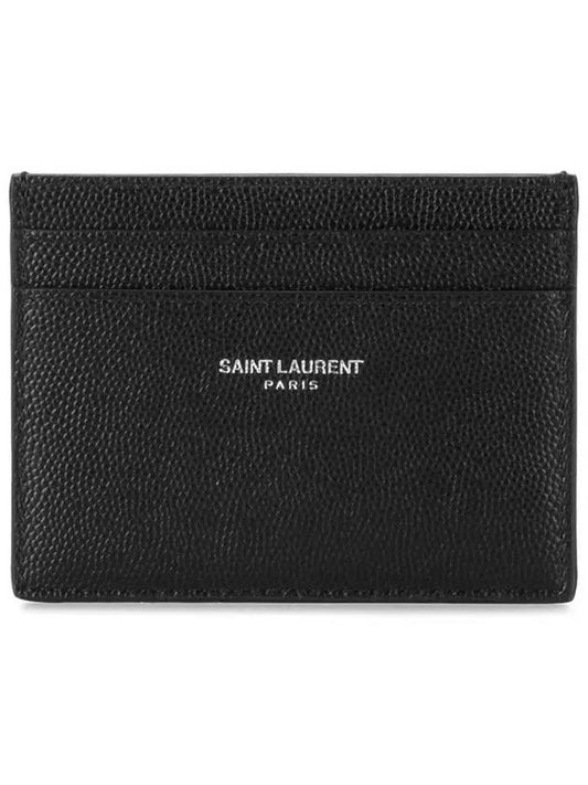 Embossed Leather Card Wallet Black - SAINT LAURENT - BALAAN 2