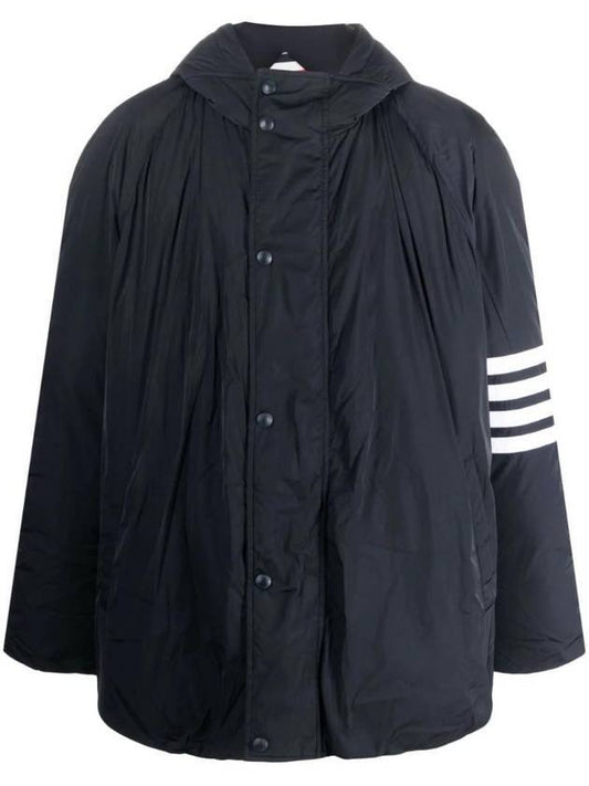 Football 4 Bar Poly Twill Parka Navy - THOM BROWNE - BALAAN 1