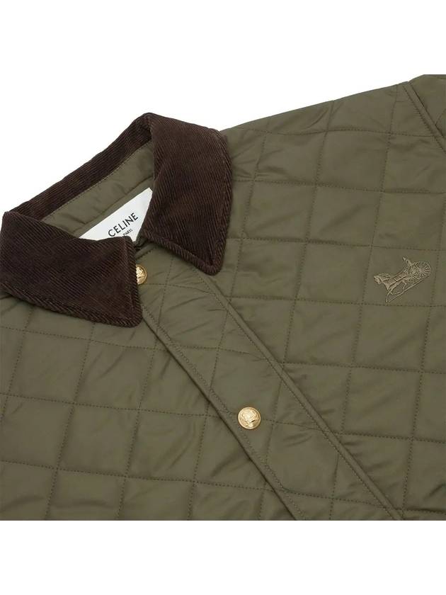 Lightweight Nylon Quilted Hunting Jacket Khaki - CELINE - BALAAN 5