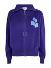 Logo High Neck Knit Zip-Up Cardigan Blue - ISABEL MARANT - BALAAN 2