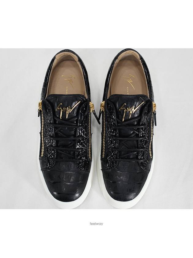 Frankie Crocodile Effect Low-Top Sneakers Black - GIUSEPPE ZANOTTI - BALAAN 3