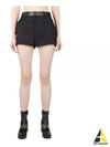 High Rise Monogram Canvas Leather Shorts Black - GUCCI - BALAAN 2