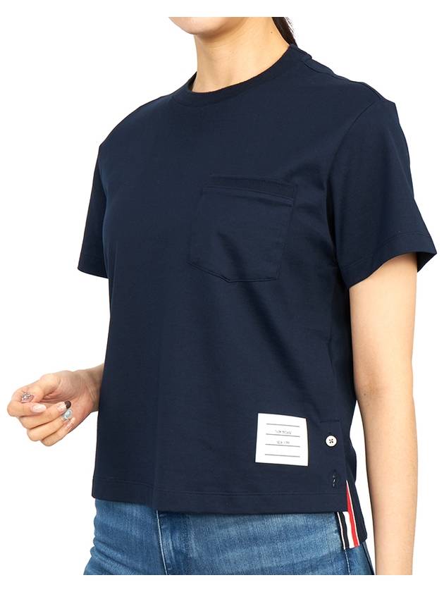 Midweight Jersey Boxy Pocket Short Sleeve T-Shirt Navy - THOM BROWNE - BALAAN 6