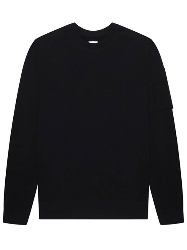 Lens Wappen Crew Neck Knit Top Black - CP COMPANY - BALAAN 3