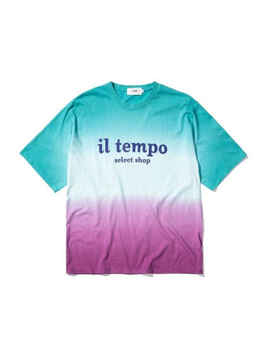 Oversized Tri-Color Tie-Dye Short Sleeve T-Shirt Light Cyan - IL TEMPO SELECT SHOP - BALAAN 1