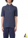 Ribbed Collar Slub Texture Polo Shirt Navy - BRUNELLO CUCINELLI - BALAAN 2