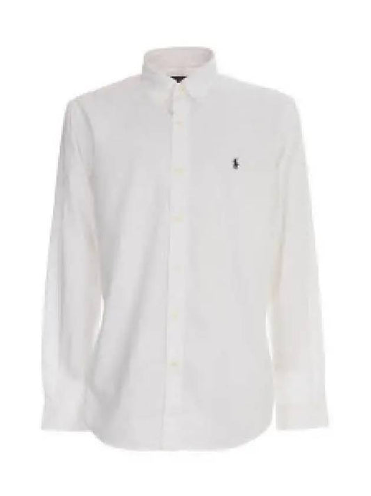 Embroidered Pony Logo Long Sleeve Shirt White - POLO RALPH LAUREN - BALAAN 2