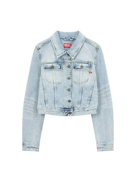 Women s Crystal Cropped Denim Jacket Light Indigo - DIESEL - BALAAN 1