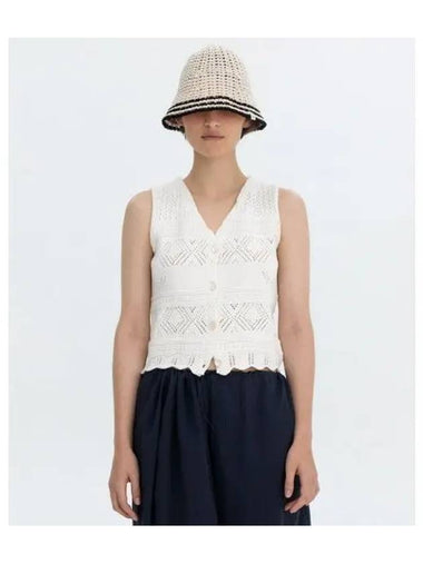 CROCHET KNIT SLEEVELESS IVORY - BENSIMON - BALAAN 1