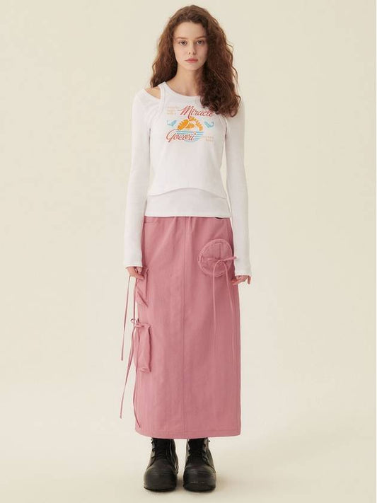 Ribbon Cargo H-Line Skirt Pink - GOCORI - BALAAN 1