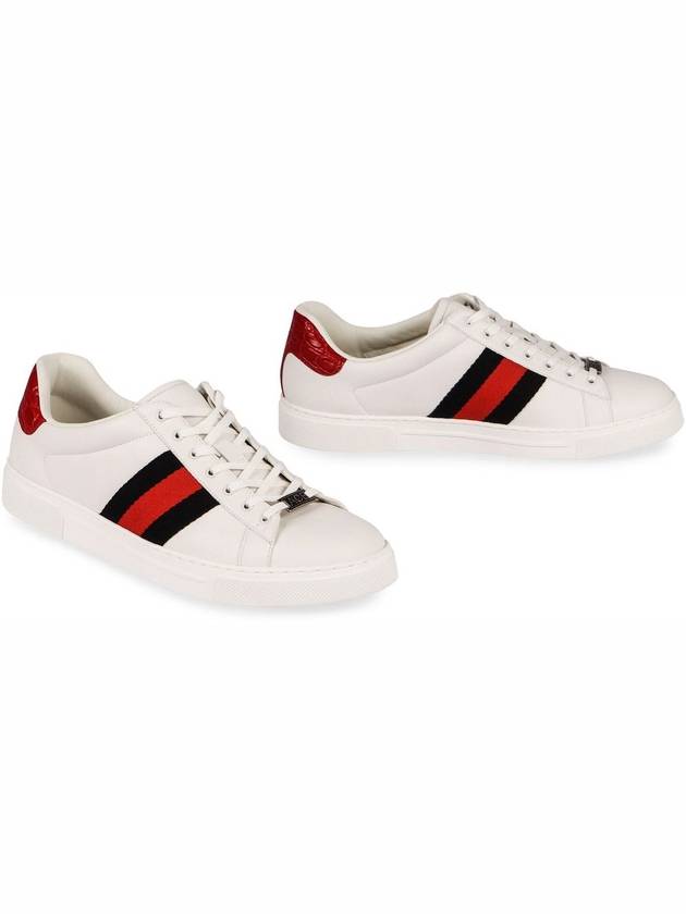 Ace Web Leather Low Top Sneakers White - GUCCI - BALAAN 4