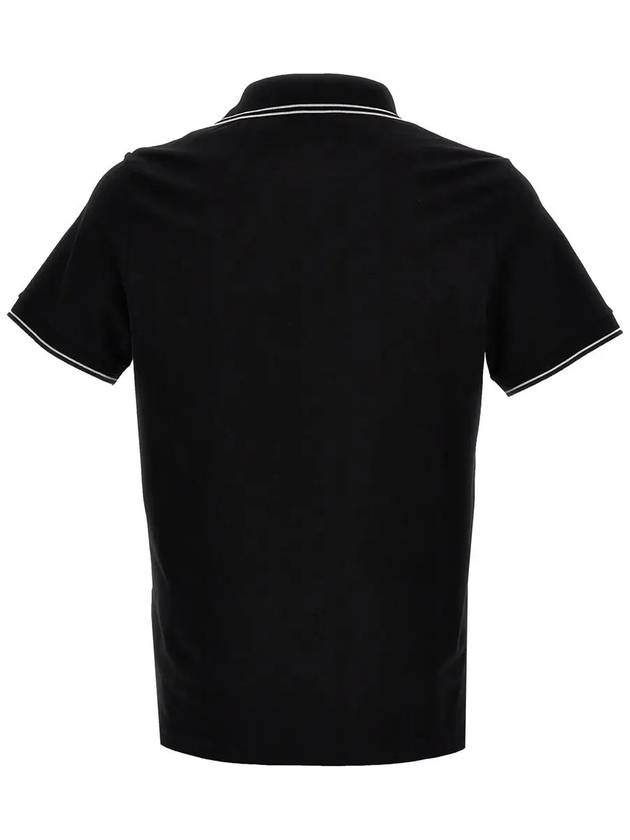 Stretch Cotton Pique Short Sleeve Polo Shirt Black - STONE ISLAND - BALAAN 4