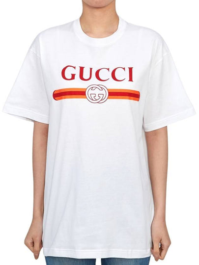 Jersey Print Cotton Short Sleeve T-Shirt White - GUCCI - BALAAN 2