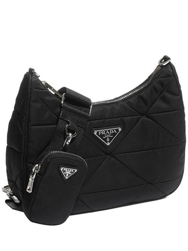 Triangle Logo Re-nylon Paddde Hobo Cross Bag Black - PRADA - BALAAN 1