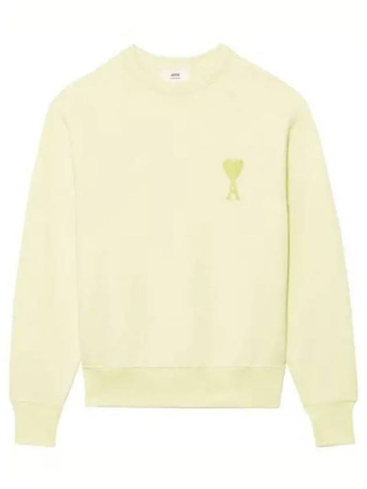 Big Heart Logo Sweatshirt Pale Yellow - AMI - BALAAN 2