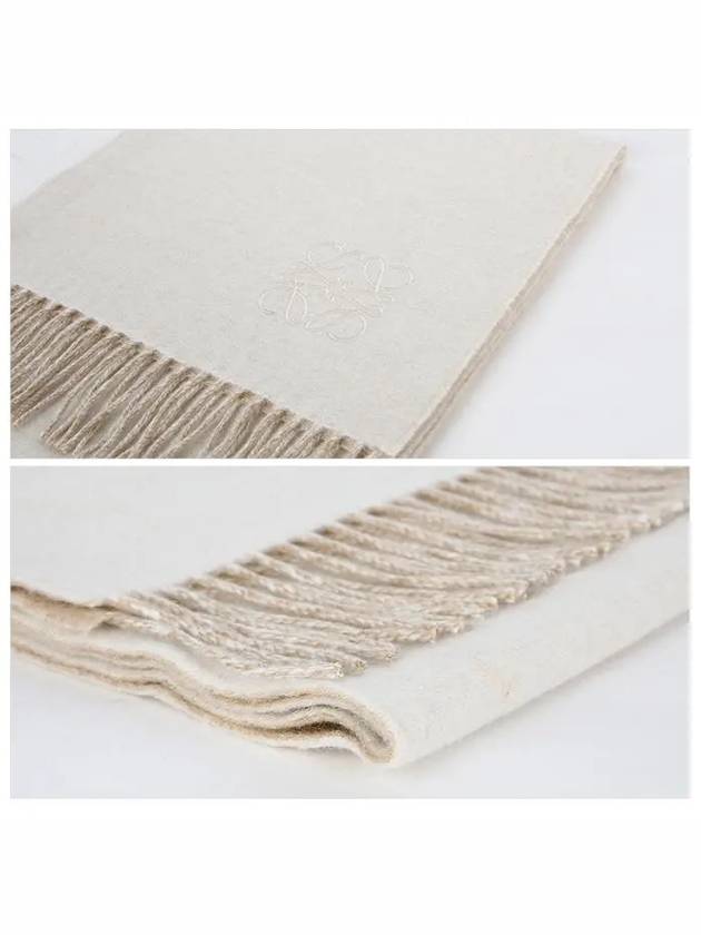 Bicolor Wool Cashmere Muffler Ivory Beige - LOEWE - BALAAN 3