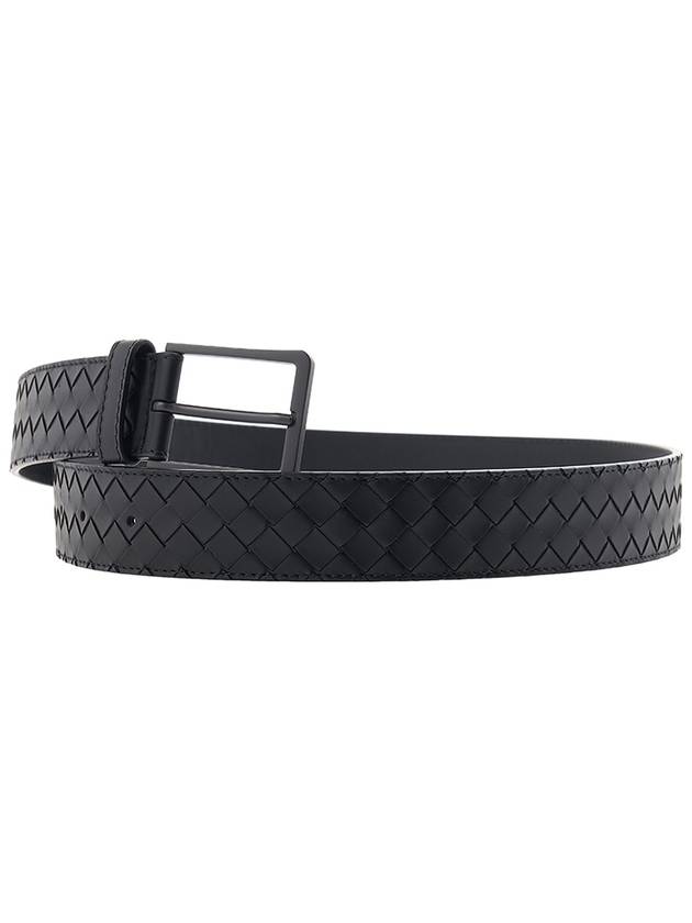 Intrecciato Leather Belt Black - BOTTEGA VENETA - BALAAN 3