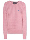 Embroidered Logo Pony Cable Knit Top Pink - POLO RALPH LAUREN - BALAAN 4