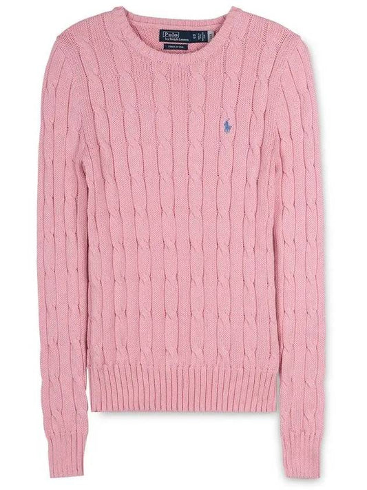 Women's Embroidered Pony Cable Knit Top Pink - POLO RALPH LAUREN - BALAAN.