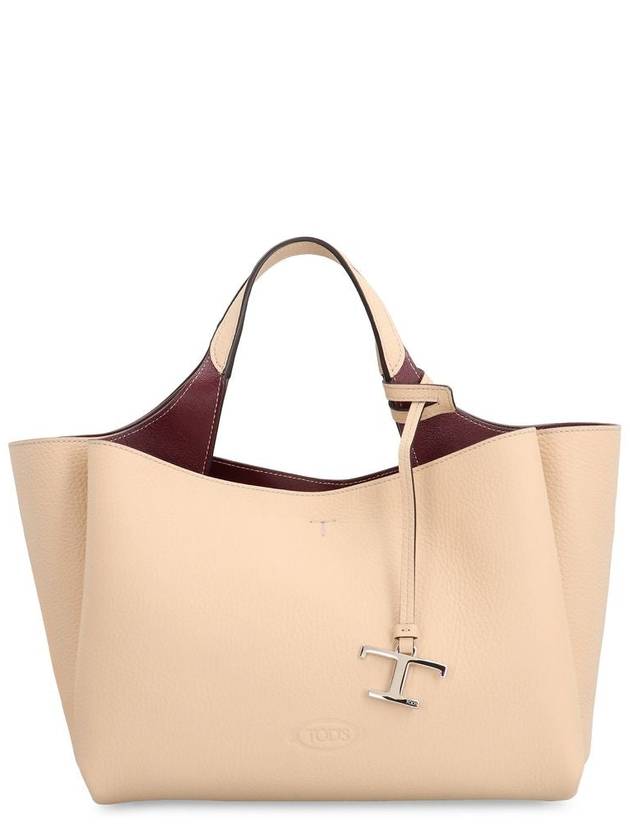 T Timeless Leather Small Tote Bag Beige - TOD'S - BALAAN 2