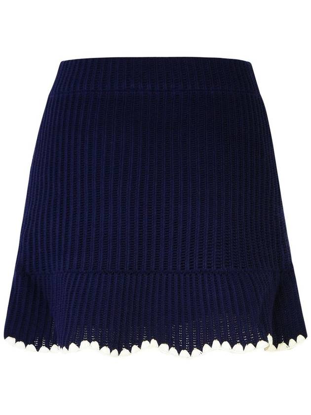 Self-Portrait 'Crochet' Skirt In Navy Cotton Blend - SELF PORTRAIT - BALAAN 3