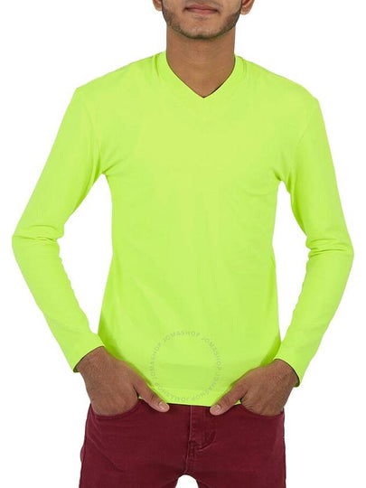 V-neck logo tab long-sleeved T-shirt neon green - BALENCIAGA - BALAAN 2