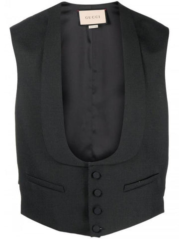 Men's Wool Mohair Formal Vest Black - GUCCI - BALAAN 1