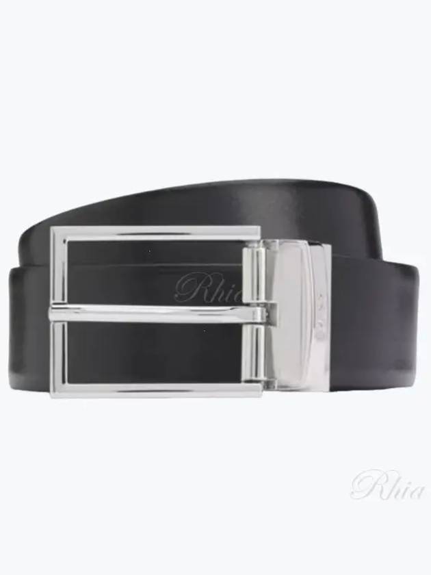 Italian Reversible Leather Belt Black Navy - HUGO BOSS - BALAAN 2