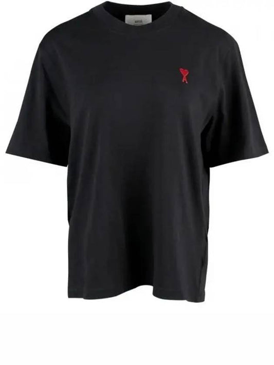 Small Heart Logo Boxy Fit Short Sleeve T-Shirt Black - AMI - BALAAN 2