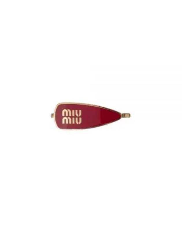 Engraved Logo Enamel Hair Clip Red - MIU MIU - BALAAN 2