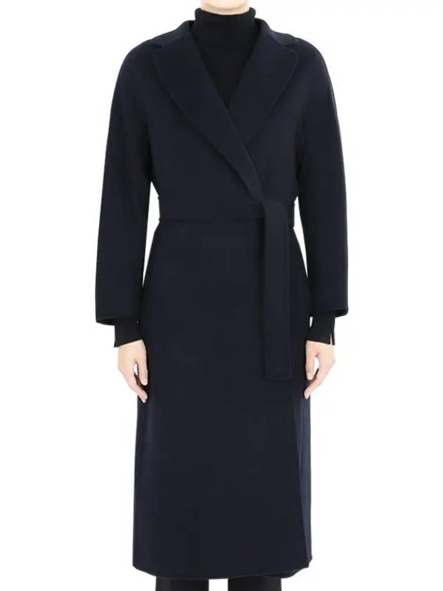 Women's Esturian Virgin Wool Single Coat Dark Blue - MAX MARA - BALAAN 1