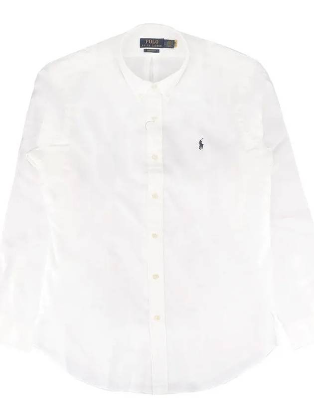 Embroidered Pony Logo Long Sleeve Shirt White - POLO RALPH LAUREN - BALAAN 3