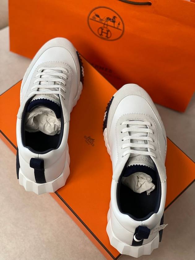 Bouncing Sneakers Calfskin Suede Goatskin Blanc - HERMES - BALAAN 7