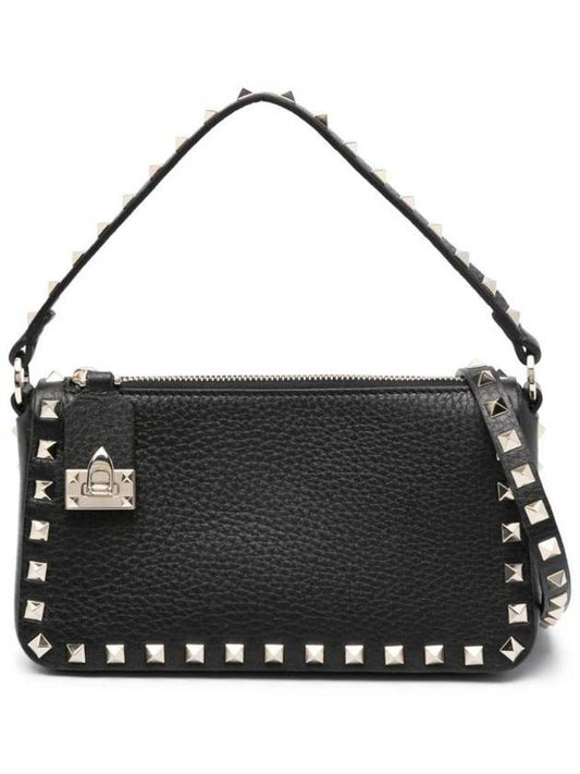 Small Rockstud Grainy Calfskin Cross Bag Black - VALENTINO - BALAAN 1