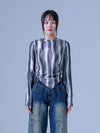 Marble Shirring Long Sleeve T Shirt Grey - DILETTANTISME - BALAAN 2