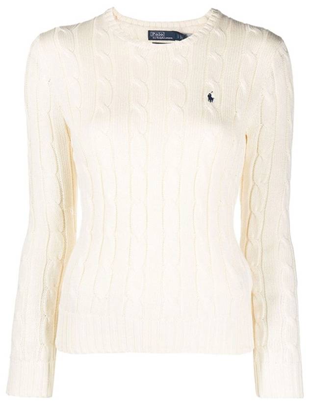 Embroidered Logo Pony Cable Knit Top Cream - POLO RALPH LAUREN - BALAAN 2