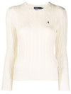 Embroidered Logo Pony Cable Knit Top Cream - POLO RALPH LAUREN - BALAAN 3