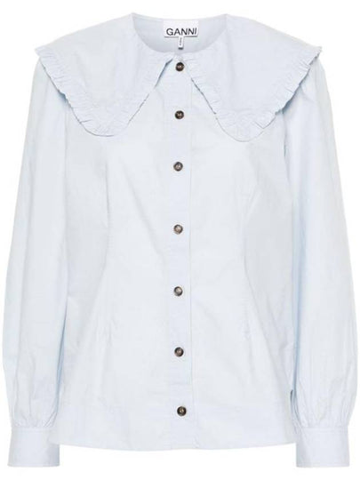 Poplin Frill Collar Shirt Blouse Heather - GANNI - BALAAN 2