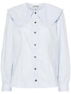 Poplin Frill Collar Shirt Blouse Heather - GANNI - BALAAN 1