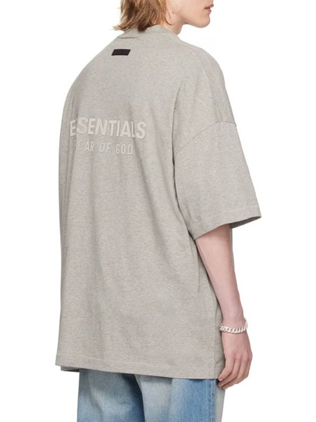 Spring Logo V-Neck Short Sleeves T-Shirt Dark Heather Oatmeal - FEAR OF GOD ESSENTIALS - BALAAN 3