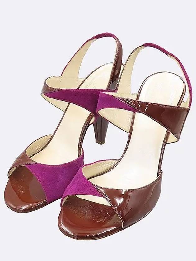 Brown Purple Suede Patent Leather Women s Open Toe Shoes 240MM - DIOR - BALAAN 6