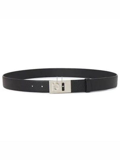 Men's Fixed Leather Belt Black - SALVATORE FERRAGAMO - BALAAN 2