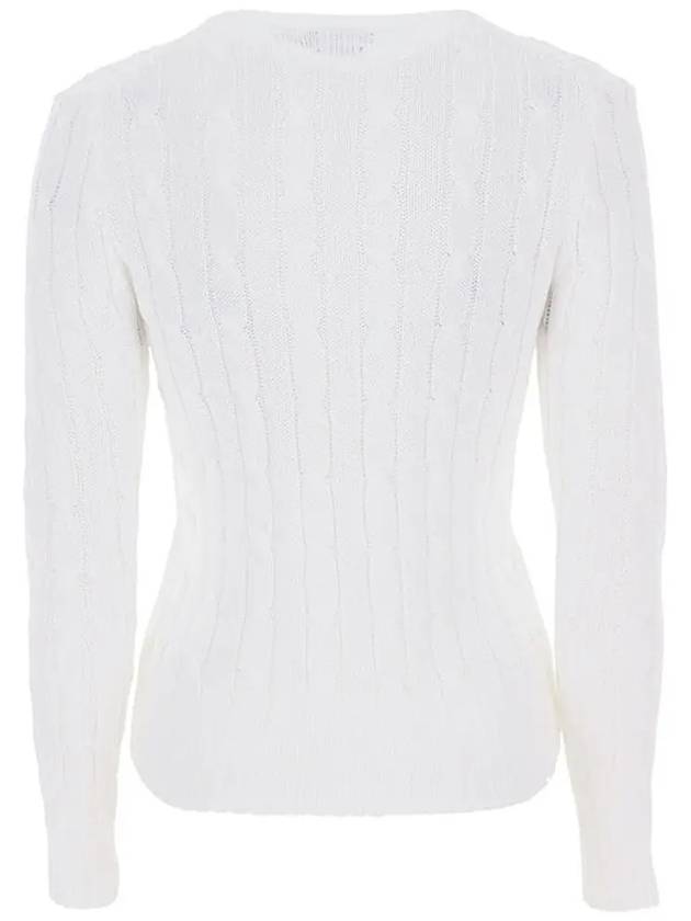 Women's Pony Embroidery Cable Knit White - POLO RALPH LAUREN - BALAAN.