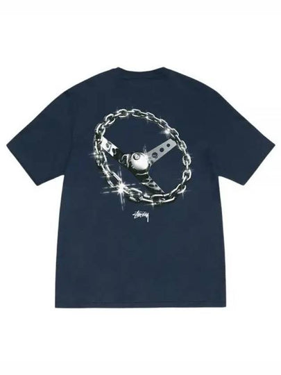 Chain Link Short Sleeve T-Shirt Navy - STUSSY - BALAAN 2